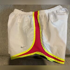 Nike White Dri-FIT Shorts with Pink and Yellow Trim
